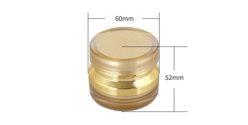 15g Luxury Golden Cosmetic Jar Cream Jar Plastic Jar Acrylic Jar with Hand Pull Gasket