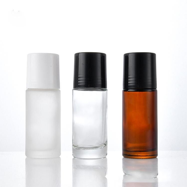 Frosted Empty Glass Perfume Essential Oil 10ml 30ml 50ml Roll on Glass Bottle with Black Cap