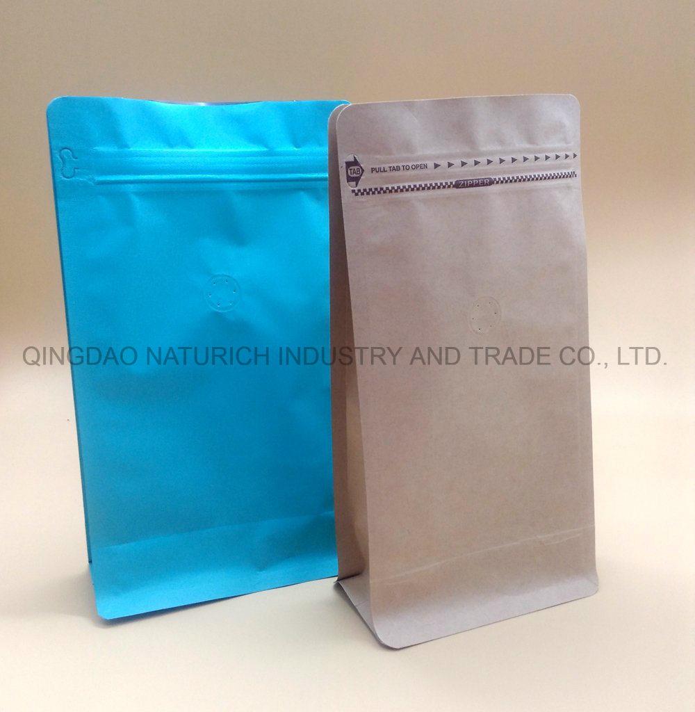 Stock Coffee Bag with Valve Stock Quad Seal Food Bag Plastic Food Bag 454G 400g 500g Coffee Bag/Premade Pouch