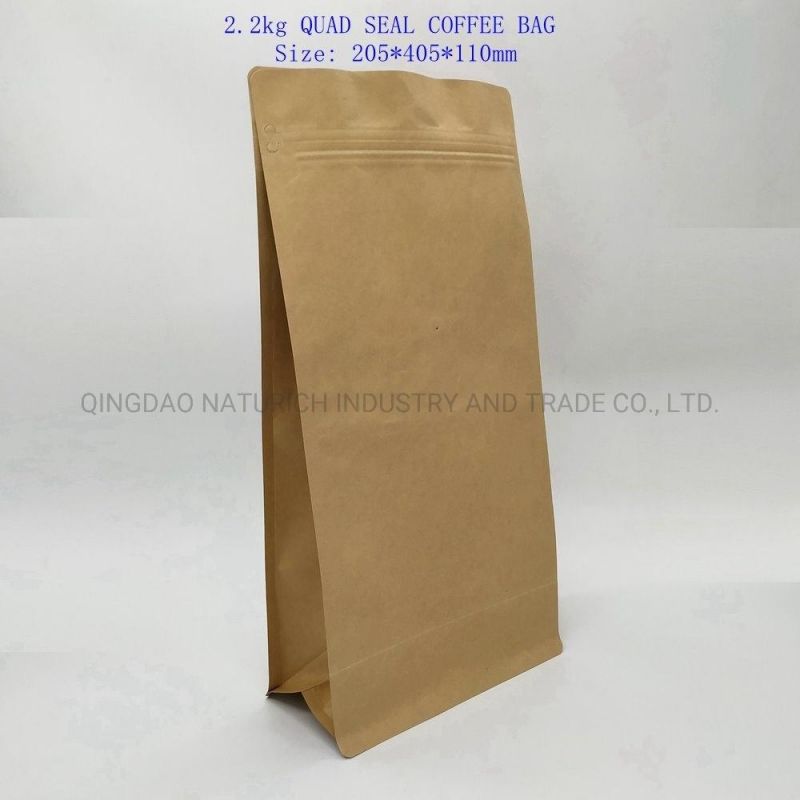 Eco Friendly Craft Paper Coffee Bags with Valve and Zipper