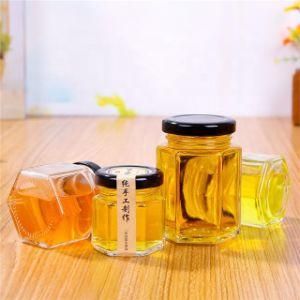 Hexagon Food Storage Container Glass Honey Jar 100ml 180ml 280ml 380ml 730ml