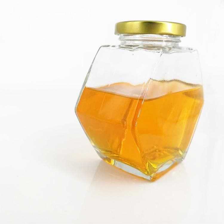 250ml Glass Bottle Hexagon Glass Honey Jam Bottles Containers Honeycomb Shape