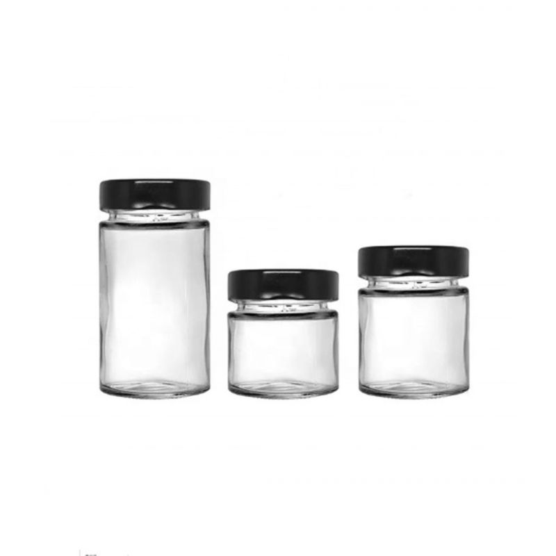 106ml 212ml 314ml Food Container Glass Storage Jar for Packaging Honey Jelly with Deep Metal Lid