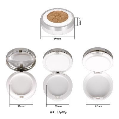 59mm Pan 8g Angel Pattern Christian Elegant Pressed Powder Empty Cosmetic Powder Compact Case Make up Case with Mirror