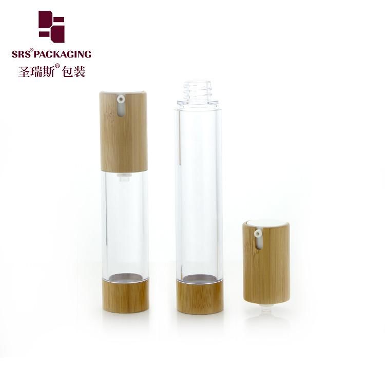 15g 30g 50g 80ml 100ml 120ml Cream Container Eco-friendly Bamboo Wooden Cap Acrylic Frost/Clear Glass Cosmetic Plastic Airless Pump Bottle/Jar