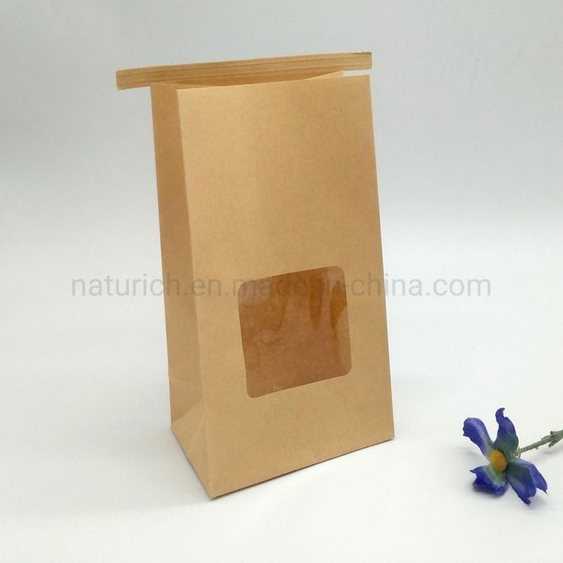 Popcorn Paper Bag with Clear Window Kraft Paper Dessert Bags with Clear Window