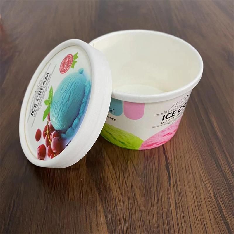 78*63*56mm 4oz Customized Double PE Paper Ice Cream Containers with Lid