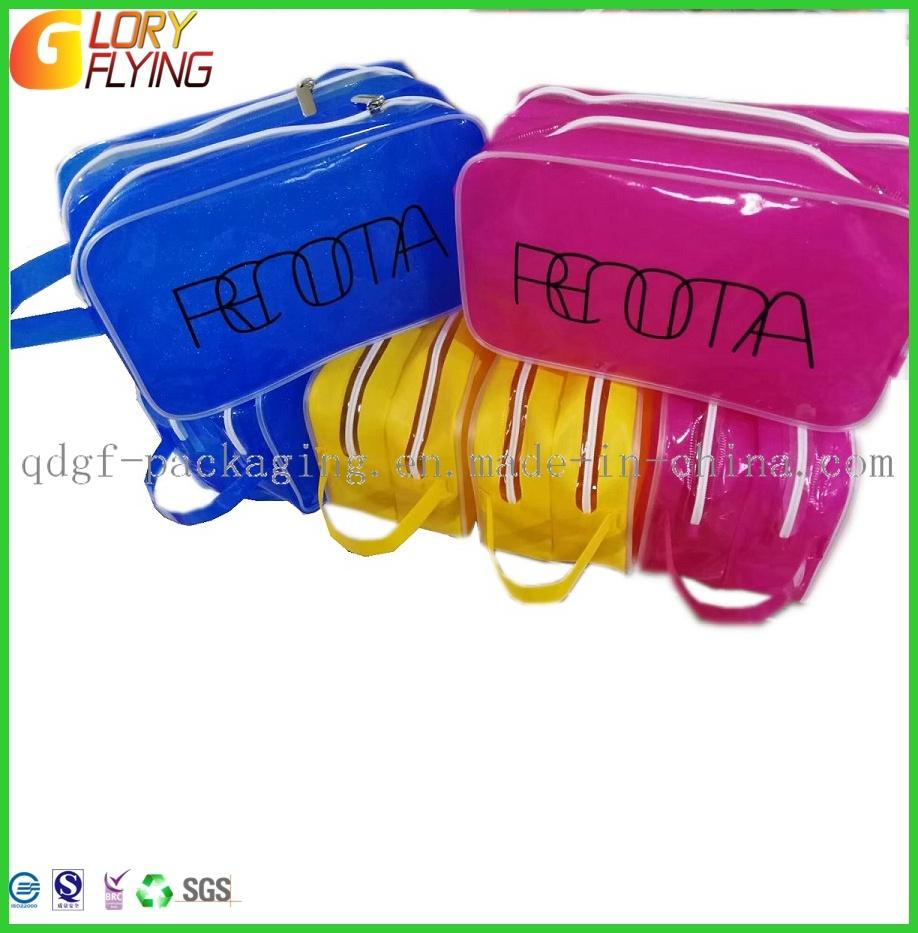 Clear PVC Plastic Bag with Nylon Zipper/ Handbags Packaging Bag with Printing