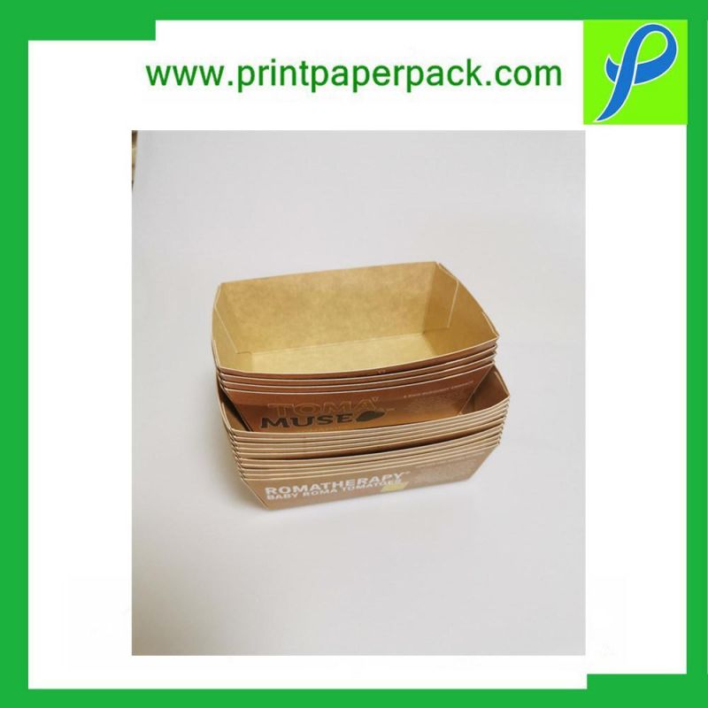 Eco Friendly Disposable Brown Kraft Paper Food Boat Tray Food Paper Tray Wholesale Custom Printed Fast Food Trays