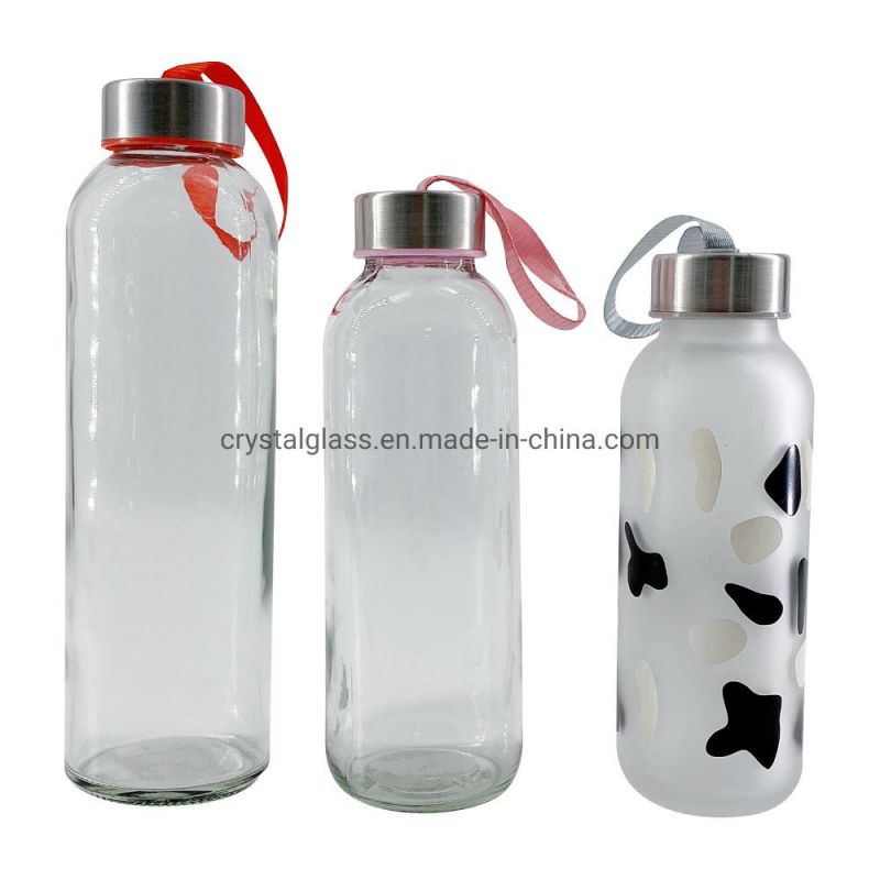 600ml 20oz Unbreakable Glass Beverage Drinking Bottle with Colorful Sleeve