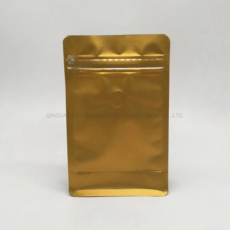 Plastic Food Packaging Bag Flat Bottom Zipper Bag with Valve