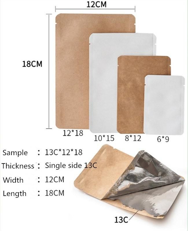 Three Side Sealing Aluminum Foil Laminated Brown Kraft Paper Bag