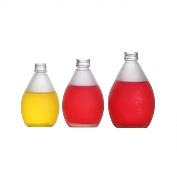 250ml 350ml Rain Shaped Beverage Milk Tea Juice Glass Bottles with Lids