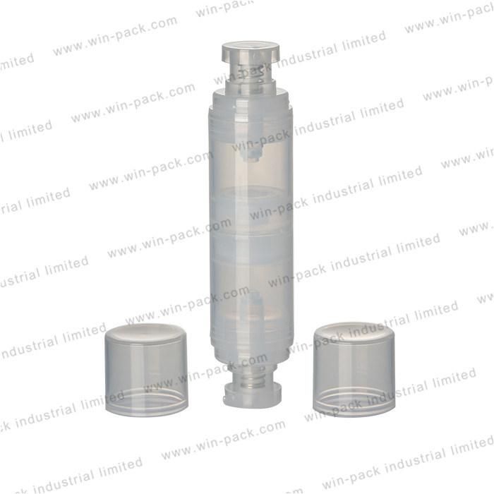 Winpack Eco Friendly 2*15ml Cosmetic Dual Chamber Bottle for Lotion Packing Clear Airless Double Chamber Bottle Glass Bottle Manufacturers