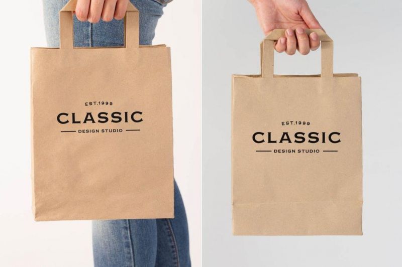 Flat Handle Custom Kraft Paper Bag Printing