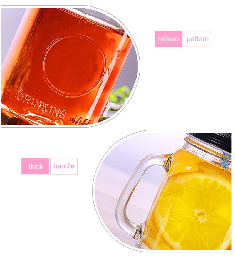 450ml Mason Jars Juice Glass Bottle with Metal Lids