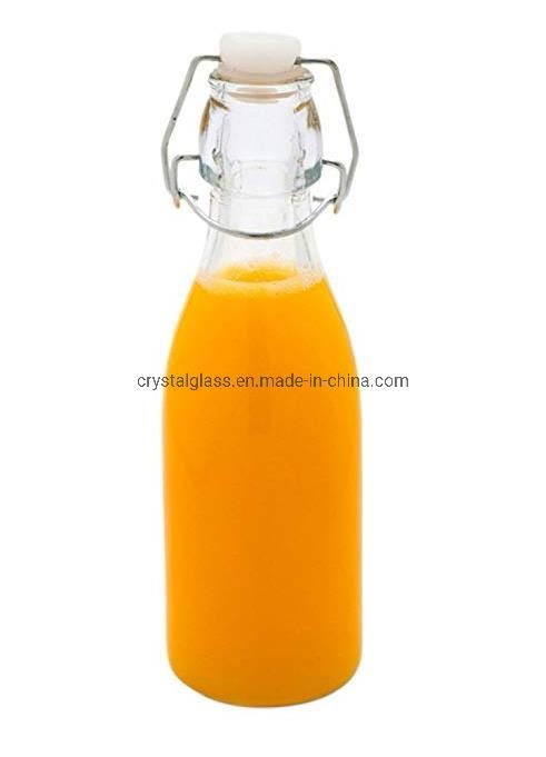 250ml 500ml 750ml 1L Glass Cold Pressed Juice Beverage Bottle with Swing Top Cap