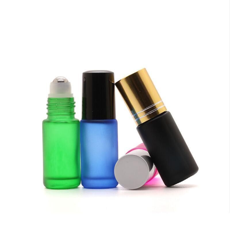 Thick Glass Empty Roll on Bottle 5ml Colored Matte Finish