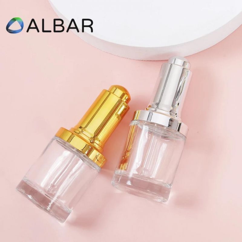 High Quality Thick Base Cosmetic Glass Bottles with Gold Silver Pumps for Perfume