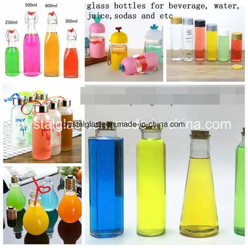 300ml Clear Custom Logo Glass Bottle Water Bottle with Screw Ss Cap