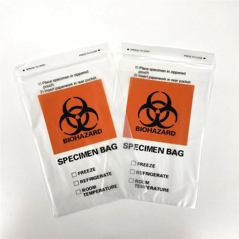 Lab 6" X 9" Specimen Transport Biohazard Bag for 3 Walls or 4 Walls