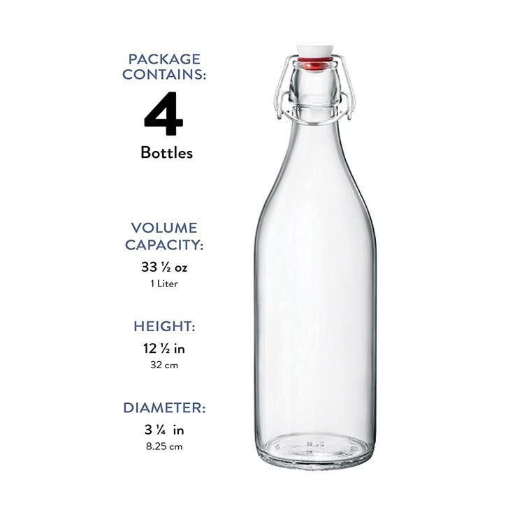 250ml 500ml 750ml Wholesale Sealed Clear Lead Free Empty Beer Glass Bottle with Swing Lid