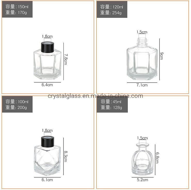 50ml 100ml 120ml 150ml 200ml Square Glass Aroma Reed Diffuser Bottle