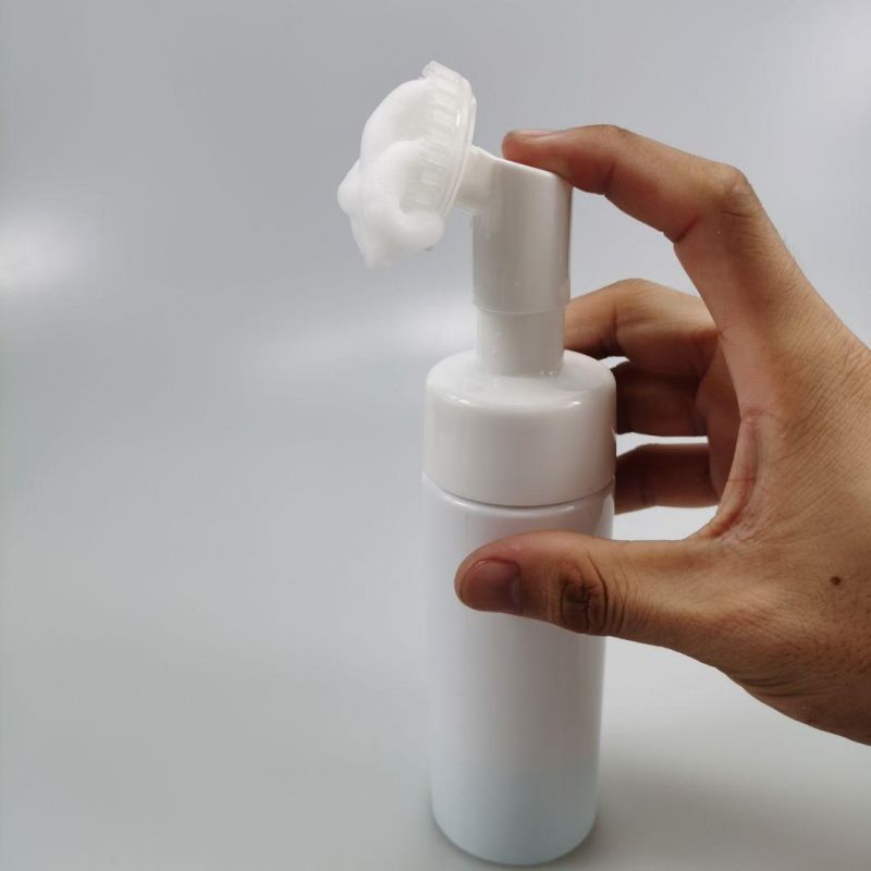 100ml 120ml 150ml 200ml White Plastic Wash Face Bottle with Facial Brush Bottle Foam Pump