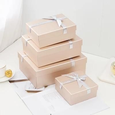 Birthday Gift Paper Box Custom Logo Luxury Jewelry Romantic Stain Bow Knot Ribbon Handle Paper Box