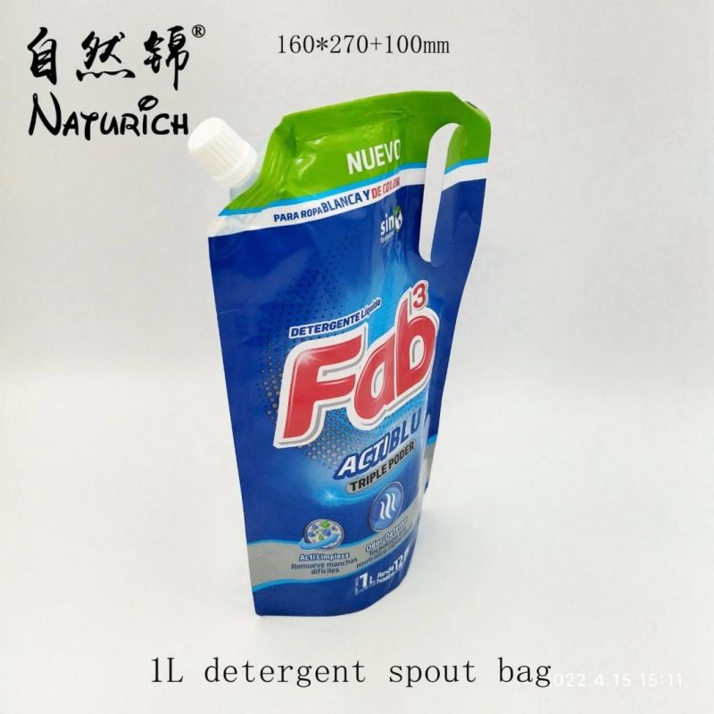 1L Laundry Detergent Packaging Bag Liquid Spout Bag Mylar Pouches