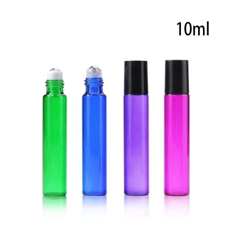 10ml Colorful Glass Bottle Roll on Empty Fragrance Perfume Essential Oil Bottles with Stainless Steel Roller Ball Container