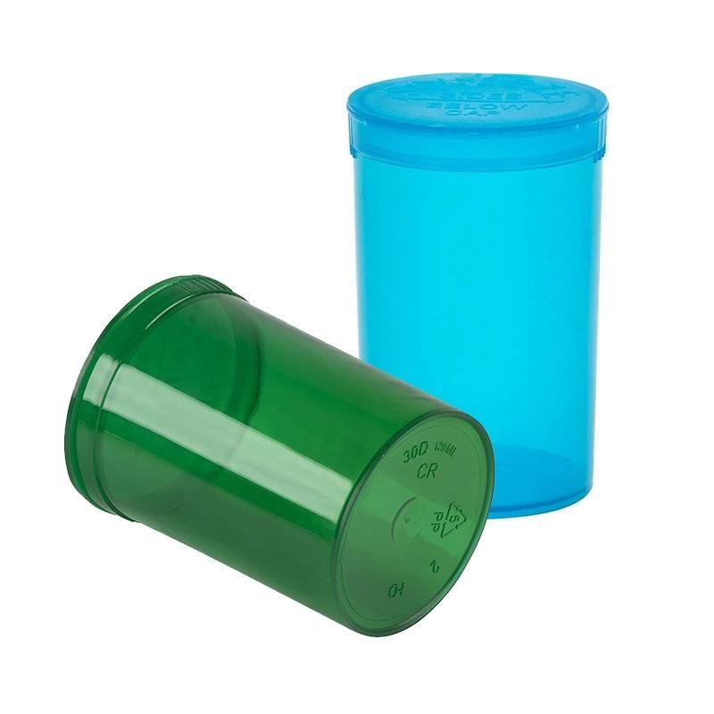 Hot Sale Capsule Medicine Bottles 19DRAM 13 DRAM Plastic Pop Top Containers with Squeeze Flip Top Lids