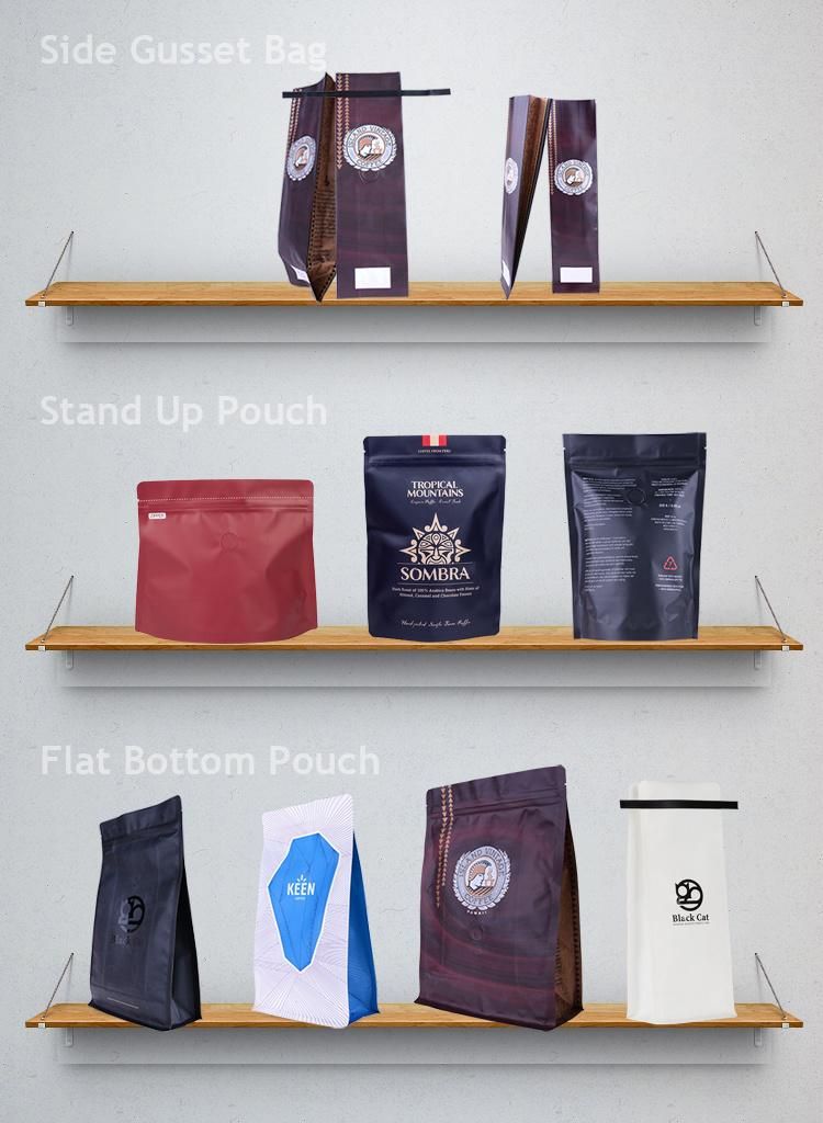 Biodegradable Custom Logo One Way Valve Zipper Coffee Bag