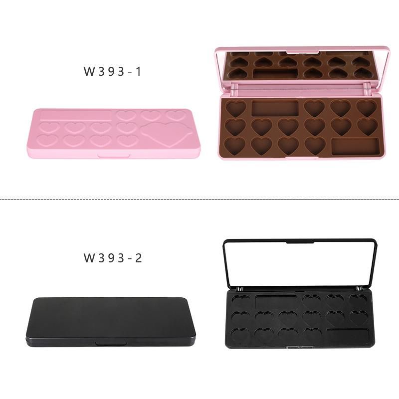 Wholesale Own Brand Wholesale 16 Hole Glitter Pink Empty Eyeshadow Palettes Case Makeup with Mirror Low MOQ