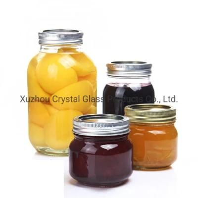 250ml 480ml 1000ml Clear Mason Jam Glass Jar with Metal Lids