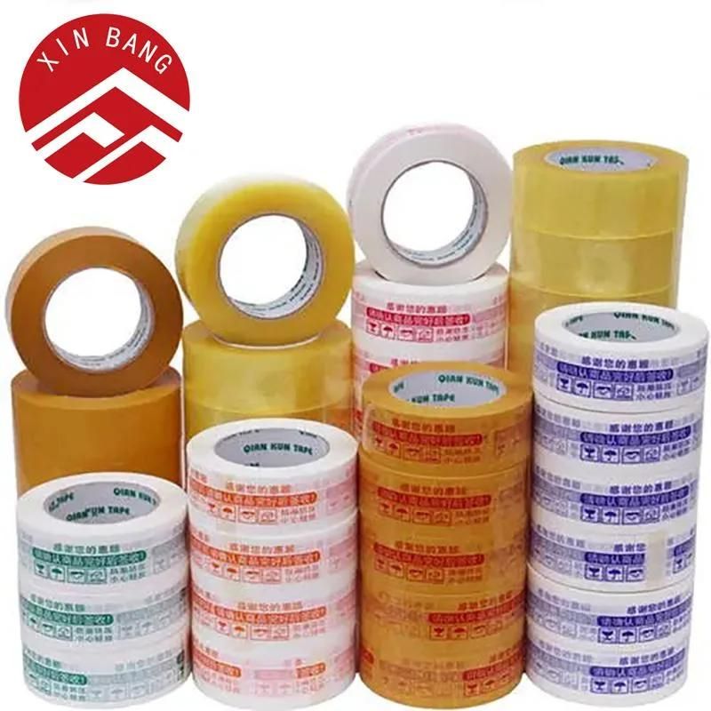 BOPP Clear Transparent Packing Print Adhesive Custom Stationery Tape Clear Yellowish Tan Dark Brown and Colorful Package Carton Sealing Tape Jumbo Roll