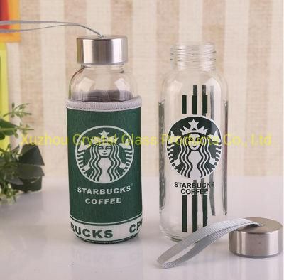 Wholesale 750ml Portable Round Shape Glass Water Bottle Custom Logo