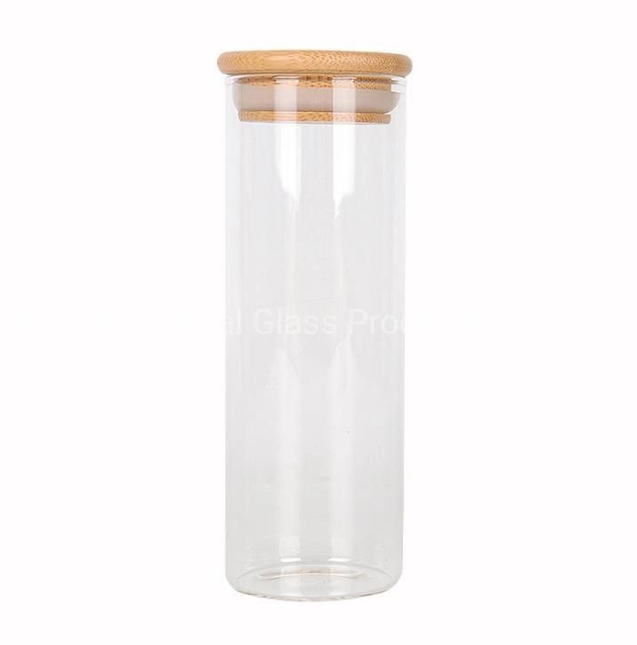 Glass Storage Jar with Bamboo Lid Kitchen Food Container Coffee Bean Container