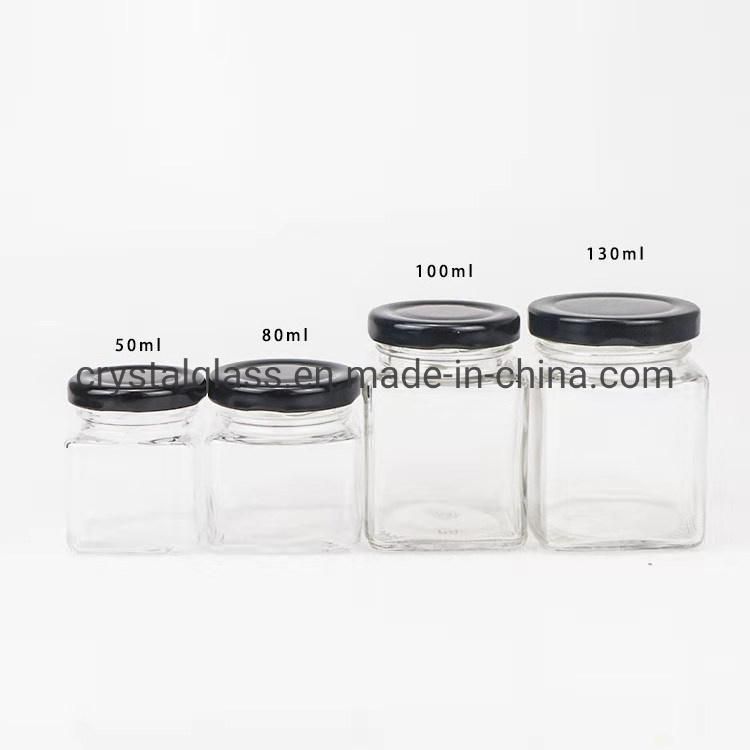 280ml 380ml 500ml Square Food Storage Glass Jar Jam Honey Glass Jar with Twist off Lid 9oz