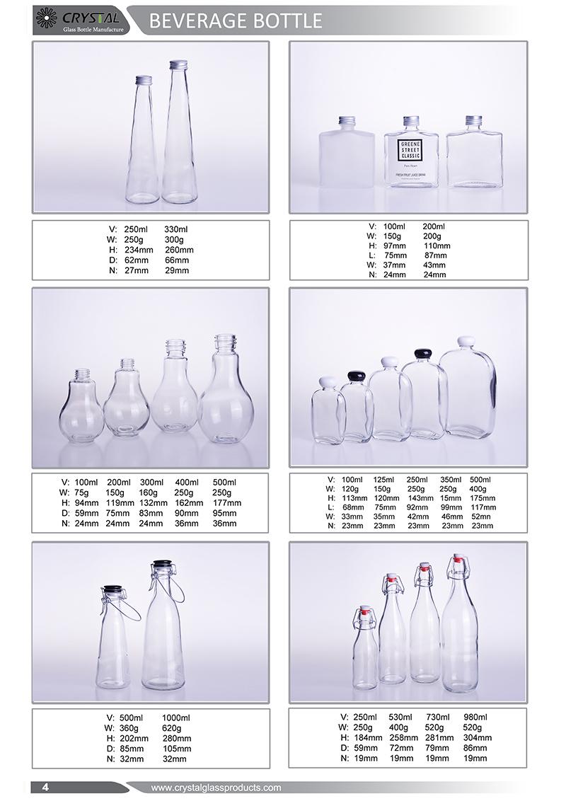 Factory Supply Cylinder Shaped Beverage Juice Glass Bottle with Lid