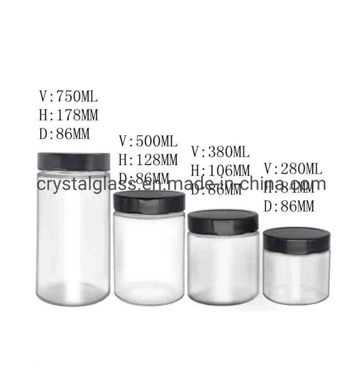 2oz 4oz 8oz 16oz 32oz Straight Side Empty Clear Glass Food Jar for Honey Jam Storage with Plastic Twist off Cap