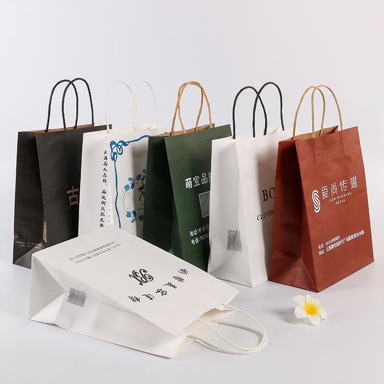 Wholesale Custom Automatic Handle Bag Kraft Paper with Design Logo Take-out Bag