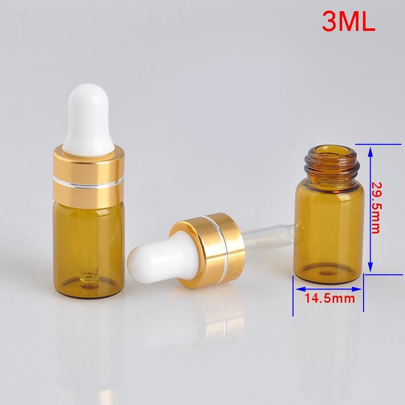 Wholesale 1PC 3ml Glass Bottle with Pure Dropper Perfume Sample Tubes for Essential Oil New Reagent Pipette Refillable Bottle