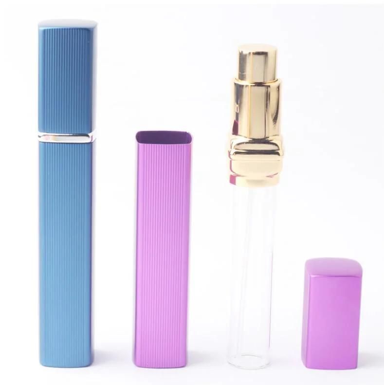 Travel Refillable Perfume Atomizer Spray Metal Case Glass Tank Gold 12ml Perfume Bottle Aluminum Nozzle Spray Refillable Bottles