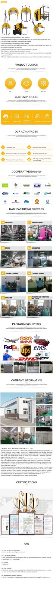 100% Virgin Laminated PP Jumbo Bag FIBC Bulk Bag