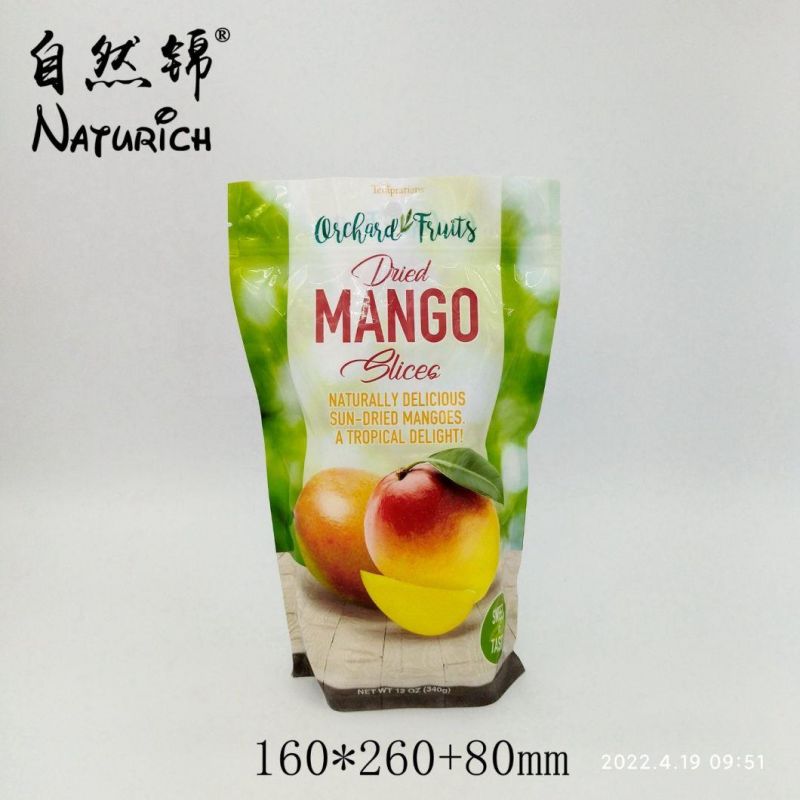 12oz/340g Dried Mango Slices Packaging Bag Recyclable Plastic Zipper Bag