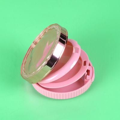 59mm Pan Heart Round Plastic Compact Case Pressed Powder Compact Container Box Wholesale Cosmetic Compact Mirror Case Containers