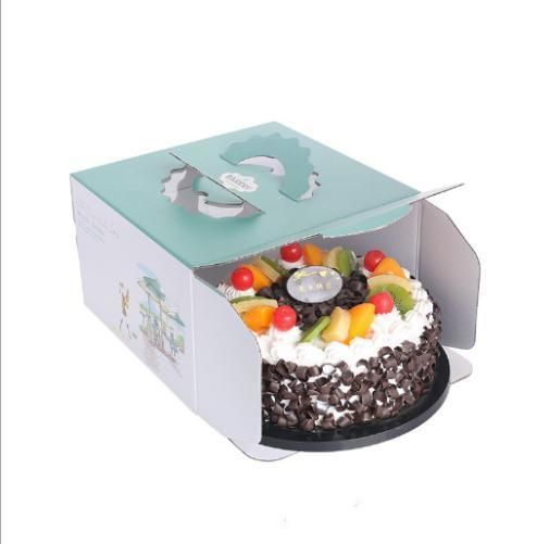 Wholesale Custom 6 8 10 12 Inch Paper Baking Cupcake Packing Box with Handle Portable Wedding Birthday Party Cake Shaped Packaging Box Can Be Hot Stamped Loge