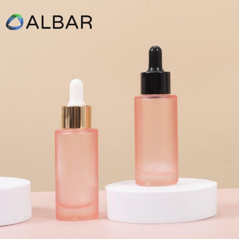 Fragrance Serum Oil Packing Glass Bottles in Clear Frosted Cylinder Customized Colors