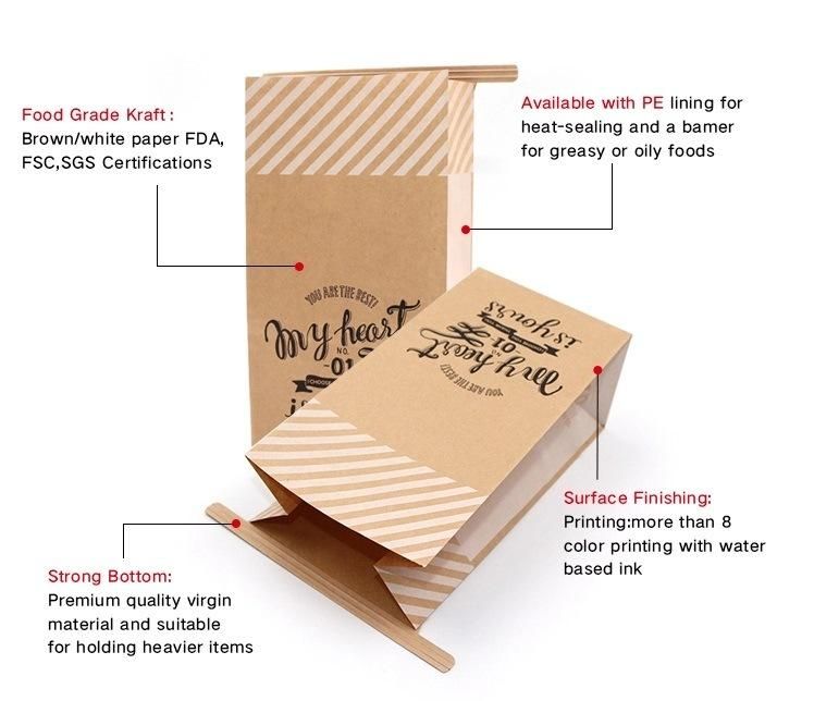 Food Packaging Tin Tie Kraft Paper Bags with Clear Window